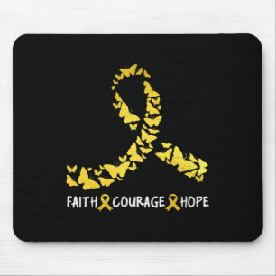 Faith Courage Hope Childhood Cancer Awareness Gold Mouse Pad