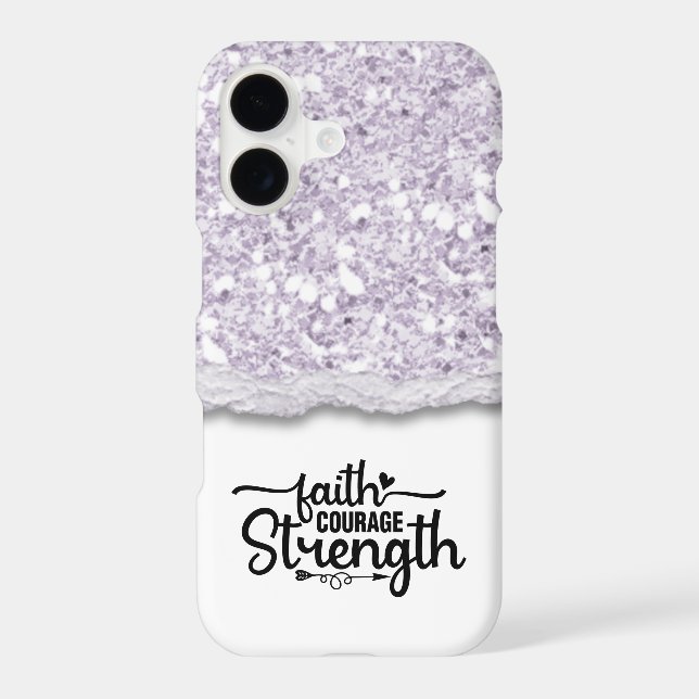 Faith Courage Strength Calligraphy Script Quote (Back)