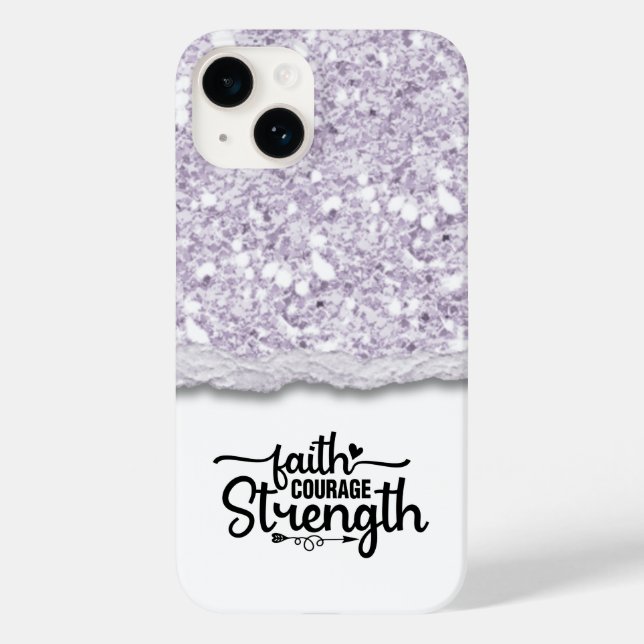 Faith Courage Strength Calligraphy Script Quote Case-Mate iPhone Case (Back)