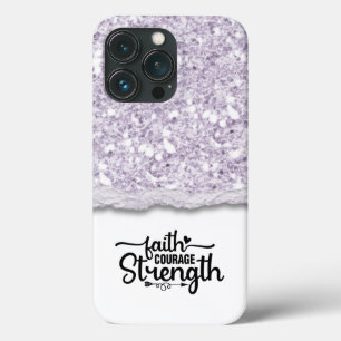 Faith Courage Strength Calligraphy Script Quote iPhone 13 Pro Case
