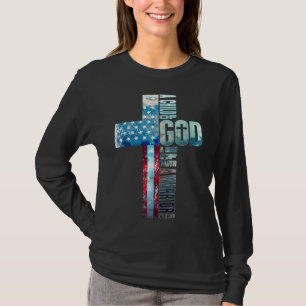 Faith Cross American Flag Christ Jesus Religious T-Shirt