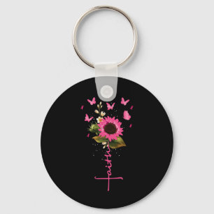 Faith Cross Breast Cancer Awareness Christian Gift Key Ring