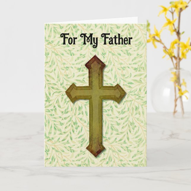 Faith Cross Godly Father Dad Father's Day Card (Yellow Flower)