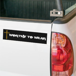 Faith Cross Gold - Worthy To Wear Bumper Sticker