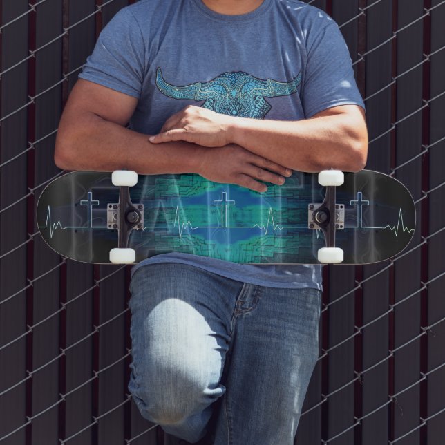 Faith Cross Heartbeat Skateboard (Outdoor 3)