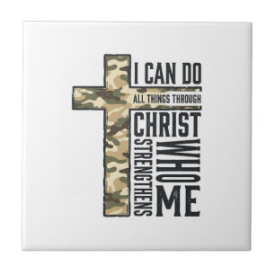Faith Cross I Can Do All Things Christian Shirt Tile