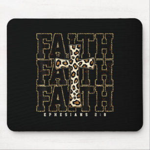 Faith Cross Leopard Bible Verse Religious Christia Mouse Pad