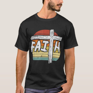 Faith Cross Sunset Religious God Jesus Christian M T-Shirt