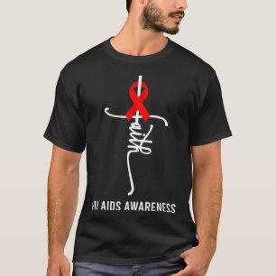 Faith Cross Support HIV AIDS Awareness Red Ribbon  T-Shirt