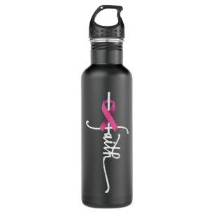 Faith Cross Warrior Survivor Pink Ribbon Breast Ca 710 Ml Water Bottle