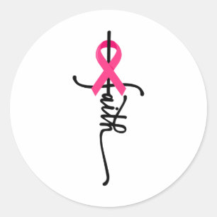 Faith Cross Warrior Survivor Pink Ribbon Breast Ca Classic Round Sticker