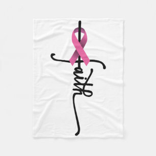 Faith Cross Warrior Survivor Pink Ribbon Breast Ca Fleece Blanket