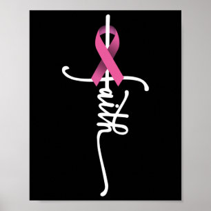 Faith Cross Warrior Survivor Pink Ribbon Breast Ca Poster