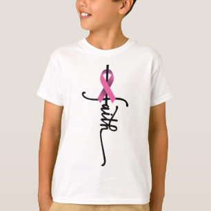 Faith Cross Warrior Survivor Pink Ribbon Breast Ca T-Shirt