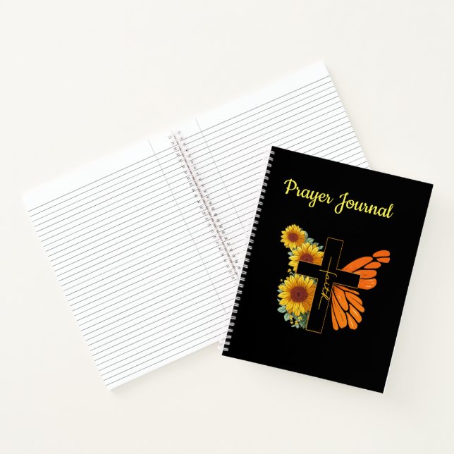 Faith Cross with Butterfly Wing and Sunflowers Notebook (Inside)