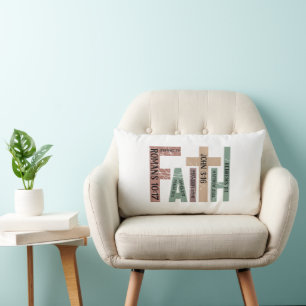 Faith Cute Colourful Bible Verses Typography Quote Lumbar Cushion