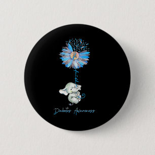 Faith Cute Elephants Sunflower Diabetes Awareness 6 Cm Round Badge
