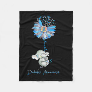 Faith Cute Elephants Sunflower Diabetes Awareness  Fleece Blanket
