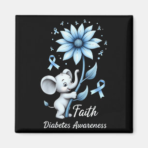 Faith Cute Elephants Sunflower Diabetes Awareness  Magnet