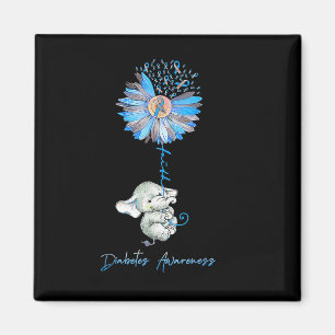 Faith Cute Elephants Sunflower Diabetes Awareness  Magnet