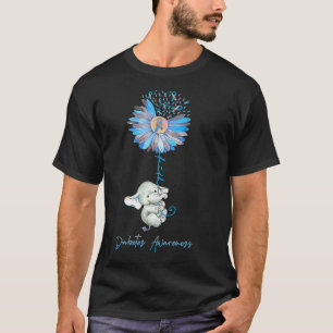 Faith Cute Elephants Sunflower Diabetes Awareness  T-Shirt