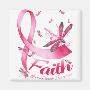 Faith Dragonfly Breast Cancer Awareness T-Shirt Magnet