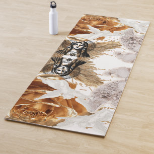 Faith Elegance Beauty White Gold Black Mother Mary Yoga Mat