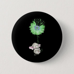 Faith Elephant Hold Green Sunflower Mental Health  6 Cm Round Badge