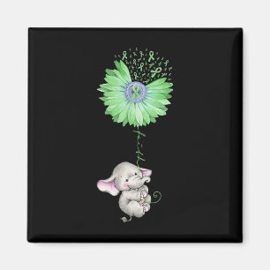 FAITH Elephant Hold Green Sunflower Mental Health Magnet