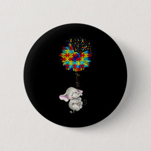 Faith Elephant Hold Puzzle Pieces Sunflower Autism 6 Cm Round Badge