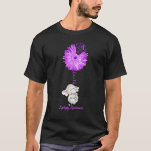 Faith Elephant Sunflower Epilepsy Awareness Purple T-Shirt