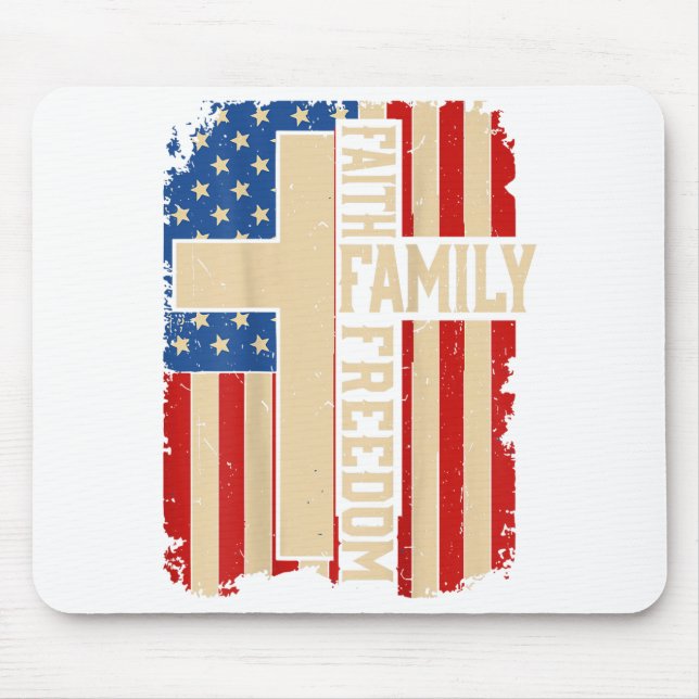Faith Family Dom God Country Patriotic Christian O Mouse Pad (Front)