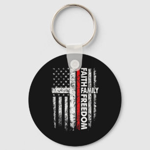 Faith Family Dom Patriotic Christian Vintage Usa F Key Ring