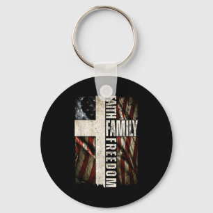 Faith Family Dom - Patriotic Christian Vintage Usa Key Ring