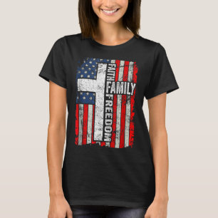 Faith Family Dom Patriotic Christian Vintage Usa  T-Shirt