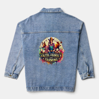 ✨Faith, Family & Farming - Cowgirl Ranch Shirt Denim Jacket