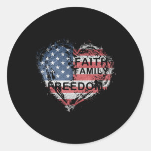Faith Family Farming Freedom American Flag 4th Of  Classic Round Sticker