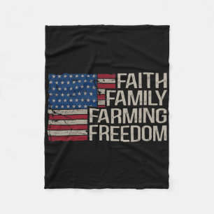 Faith Family Farming Freedom American Flag 4th Of Fleece Blanket