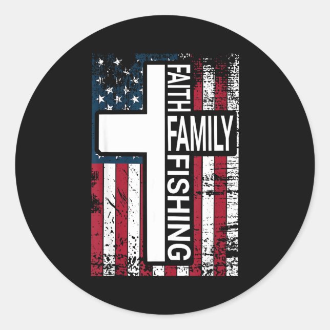 Faith Family Fishing Christian Proud Father Fisher Classic Round Sticker (Front)