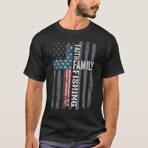 Faith Family Fishing Usa Christian Cross American T-Shirt