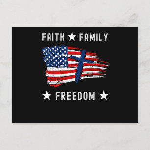 Faith Family Freedom America Patriotic Christian Holiday Postcard
