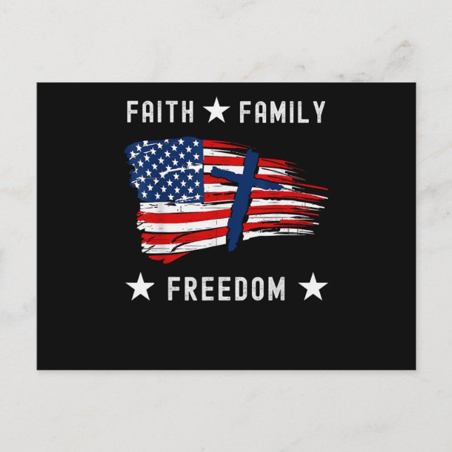 Faith Family Freedom America Patriotic Christian Holiday Postcard (Front)