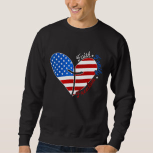 Faith Family Freedom American Flag Heart 4th Of Ju Sweatshirt