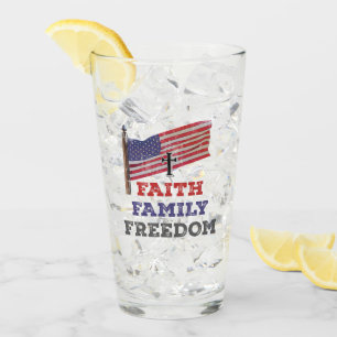 Faith Family Freedom Cross With Flag Glass