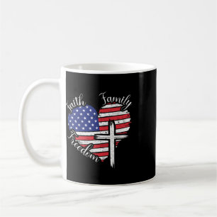 Faith Family Freedom Heart Christian American 4th Coffee Mug