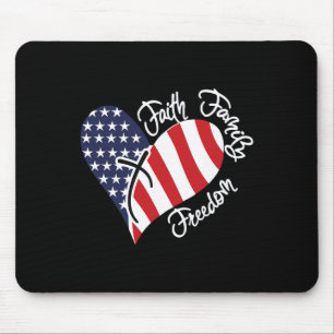 Faith Family Freedom Heart Christian Patriotic 4th Mouse Pad