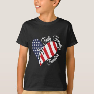 Faith Family Freedom Heart Christian Patriotic 4th T-Shirt