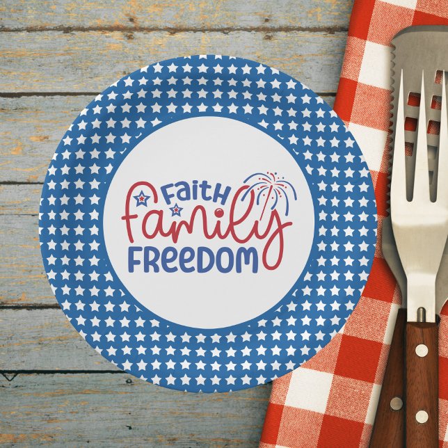 Faith Family Freedom Patriotic 4th of July  Paper Plate (Creator Uploaded)