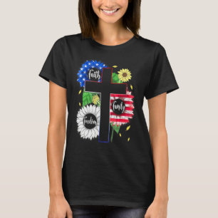 Faith Family Freedom Patriotic Christian Cross Ame T-Shirt