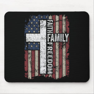 Faith Family Freedom - Patriotic Christian Vintage Mouse Pad